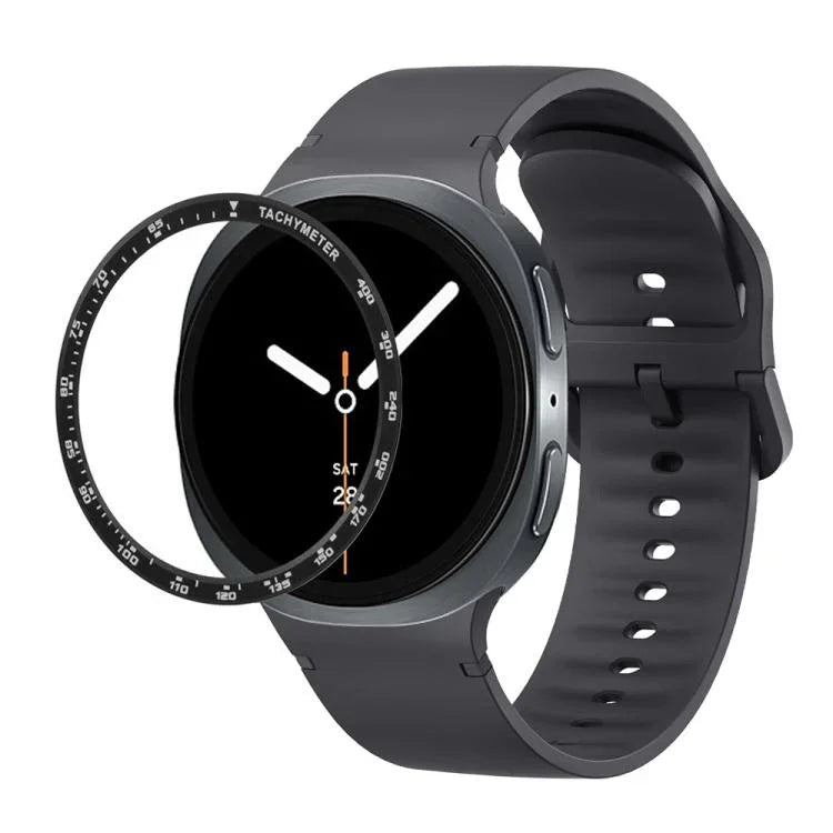 スピードベゼルと無地ステッチシリコンウォッチバンド、Samsung Galaxy Watch8 44mm用、Samsung Galaxy Watch8 40mm用