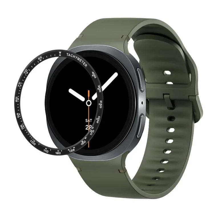 スピードベゼルと無地ステッチシリコンウォッチバンド、Samsung Galaxy Watch8 44mm用、Samsung Galaxy Watch8 40mm用