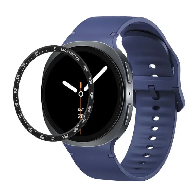 スピードベゼルと無地ステッチシリコンウォッチバンド、Samsung Galaxy Watch8 44mm用、Samsung Galaxy Watch8 40mm用