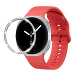 ダイヤモンドベゼルと無地ステッチシリコンウォッチバンド、Samsung Galaxy Watch8 44mm用、Samsung Galaxy Watch8 40mm用