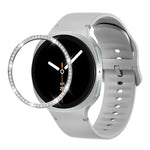 ダイヤモンドベゼルと無地ステッチシリコンウォッチバンド、Samsung Galaxy Watch8 44mm用、Samsung Galaxy Watch8 40mm用