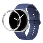 ダイヤモンドベゼルと無地ステッチシリコンウォッチバンド、Samsung Galaxy Watch8 44mm用、Samsung Galaxy Watch8 40mm用