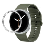 ダイヤモンドベゼルと無地ステッチシリコンウォッチバンド、Samsung Galaxy Watch8 44mm用、Samsung Galaxy Watch8 40mm用