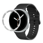 ダイヤモンドベゼルと無地ステッチシリコンウォッチバンド、Samsung Galaxy Watch8 44mm用、Samsung Galaxy Watch8 40mm用