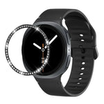ダイヤモンドベゼルと無地ステッチシリコンウォッチバンド、Samsung Galaxy Watch8 44mm用、Samsung Galaxy Watch8 40mm用