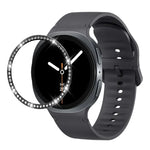 ダイヤモンドベゼルと無地ステッチシリコンウォッチバンド、Samsung Galaxy Watch8 44mm用、Samsung Galaxy Watch8 40mm用