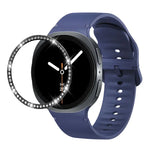 ダイヤモンドベゼルと無地ステッチシリコンウォッチバンド、Samsung Galaxy Watch8 44mm用、Samsung Galaxy Watch8 40mm用