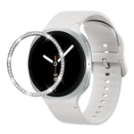 ダイヤモンドベゼルと無地ステッチシリコンウォッチバンド、Samsung Galaxy Watch8 44mm用、Samsung Galaxy Watch8 40mm用