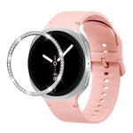 ダイヤモンドベゼルと無地ステッチシリコンウォッチバンド、Samsung Galaxy Watch8 44mm用、Samsung Galaxy Watch8 40mm用
