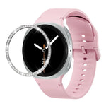 ダイヤモンドベゼルと無地ステッチシリコンウォッチバンド、Samsung Galaxy Watch8 44mm用、Samsung Galaxy Watch8 40mm用