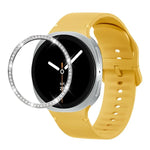 ダイヤモンドベゼルと無地ステッチシリコンウォッチバンド、Samsung Galaxy Watch8 44mm用、Samsung Galaxy Watch8 40mm用