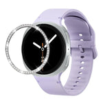 ダイヤモンドベゼルと無地ステッチシリコンウォッチバンド、Samsung Galaxy Watch8 44mm用、Samsung Galaxy Watch8 40mm用