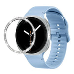 ダイヤモンドベゼルと無地ステッチシリコンウォッチバンド、Samsung Galaxy Watch8 44mm用、Samsung Galaxy Watch8 40mm用
