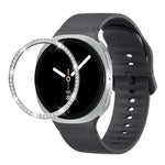 ダイヤモンドベゼルと無地ステッチシリコンウォッチバンド、Samsung Galaxy Watch8 44mm用、Samsung Galaxy Watch8 40mm用