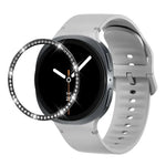 ダイヤモンドベゼルと無地ステッチシリコンウォッチバンド、Samsung Galaxy Watch8 44mm用、Samsung Galaxy Watch8 40mm用
