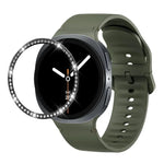 ダイヤモンドベゼルと無地ステッチシリコンウォッチバンド、Samsung Galaxy Watch8 44mm用、Samsung Galaxy Watch8 40mm用