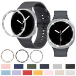 ダイヤモンドベゼルと無地ステッチシリコンウォッチバンド、Samsung Galaxy Watch8 44mm用、Samsung Galaxy Watch8 40mm用