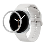 ひし形テクスチャーベゼルと無地ステッチシリコンウォッチバンド、Samsung Galaxy Watch8 44mm用、Samsung Galaxy Watch8 40mm用