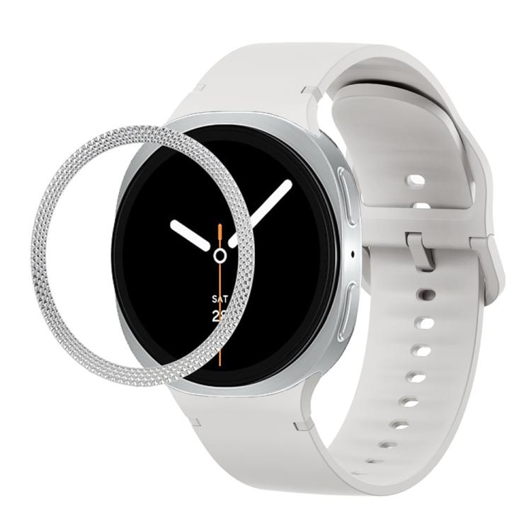 ひし形テクスチャーベゼルと無地ステッチシリコンウォッチバンド、Samsung Galaxy Watch8 44mm用、Samsung Galaxy Watch8 40mm用