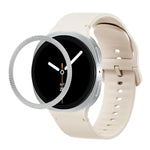 ひし形テクスチャーベゼルと無地ステッチシリコンウォッチバンド、Samsung Galaxy Watch8 44mm用、Samsung Galaxy Watch8 40mm用