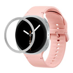 ひし形テクスチャーベゼルと無地ステッチシリコンウォッチバンド、Samsung Galaxy Watch8 44mm用、Samsung Galaxy Watch8 40mm用