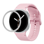 ひし形テクスチャーベゼルと無地ステッチシリコンウォッチバンド、Samsung Galaxy Watch8 44mm用、Samsung Galaxy Watch8 40mm用