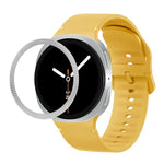 ひし形テクスチャーベゼルと無地ステッチシリコンウォッチバンド、Samsung Galaxy Watch8 44mm用、Samsung Galaxy Watch8 40mm用