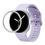ひし形テクスチャーベゼルと無地ステッチシリコンウォッチバンド、Samsung Galaxy Watch8 44mm用、Samsung Galaxy Watch8 40mm用