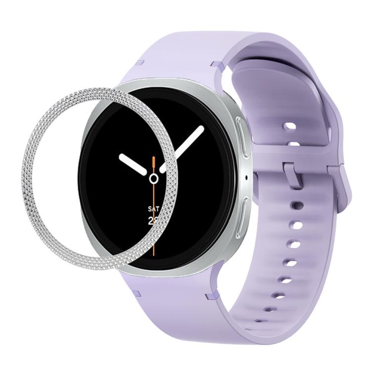ひし形テクスチャーベゼルと無地ステッチシリコンウォッチバンド、Samsung Galaxy Watch8 44mm用、Samsung Galaxy Watch8 40mm用