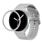 ひし形テクスチャーベゼルと無地ステッチシリコンウォッチバンド、Samsung Galaxy Watch8 44mm用、Samsung Galaxy Watch8 40mm用