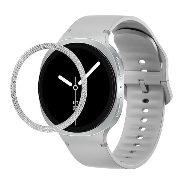 ひし形テクスチャーベゼルと無地ステッチシリコンウォッチバンド、Samsung Galaxy Watch8 44mm用、Samsung Galaxy Watch8 40mm用