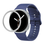 ひし形テクスチャーベゼルと無地ステッチシリコンウォッチバンド、Samsung Galaxy Watch8 44mm用、Samsung Galaxy Watch8 40mm用