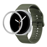 ひし形テクスチャーベゼルと無地ステッチシリコンウォッチバンド、Samsung Galaxy Watch8 44mm用、Samsung Galaxy Watch8 40mm用