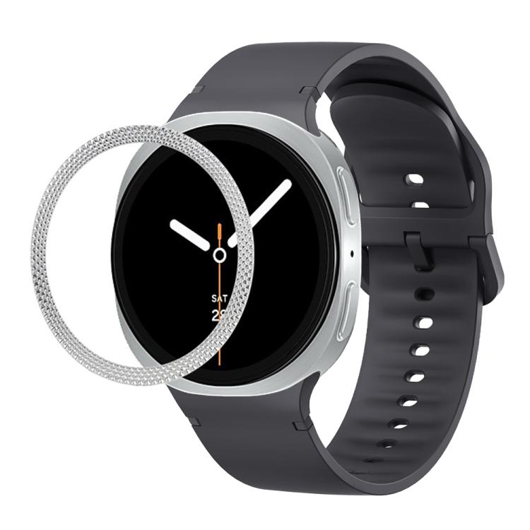 ひし形テクスチャーベゼルと無地ステッチシリコンウォッチバンド、Samsung Galaxy Watch8 44mm用、Samsung Galaxy Watch8 40mm用