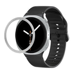 ひし形テクスチャーベゼルと無地ステッチシリコンウォッチバンド、Samsung Galaxy Watch8 44mm用、Samsung Galaxy Watch8 40mm用