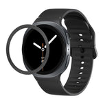 ひし形テクスチャーベゼルと無地ステッチシリコンウォッチバンド、Samsung Galaxy Watch8 44mm用、Samsung Galaxy Watch8 40mm用