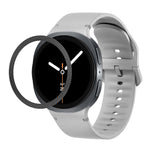 ひし形テクスチャーベゼルと無地ステッチシリコンウォッチバンド、Samsung Galaxy Watch8 44mm用、Samsung Galaxy Watch8 40mm用