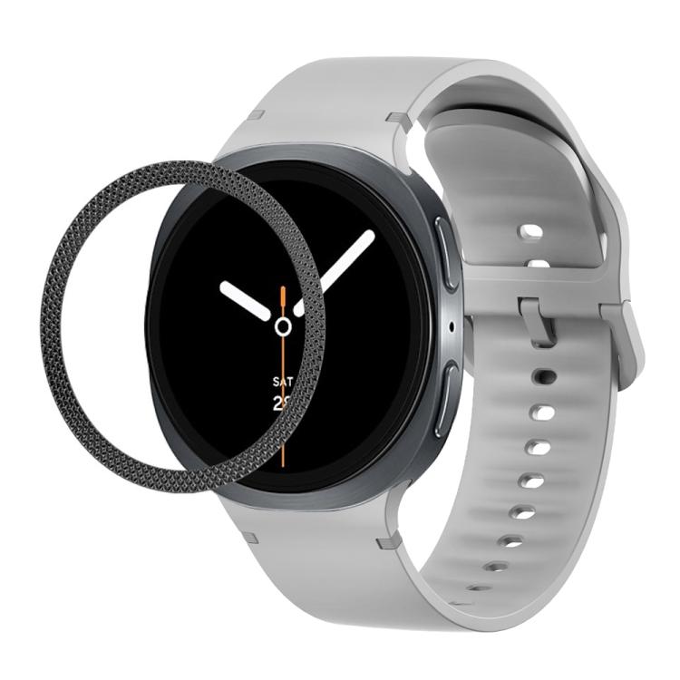 ひし形テクスチャーベゼルと無地ステッチシリコンウォッチバンド、Samsung Galaxy Watch8 44mm用、Samsung Galaxy Watch8 40mm用