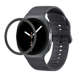 ひし形テクスチャーベゼルと無地ステッチシリコンウォッチバンド、Samsung Galaxy Watch8 44mm用、Samsung Galaxy Watch8 40mm用