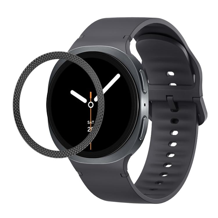 ひし形テクスチャーベゼルと無地ステッチシリコンウォッチバンド、Samsung Galaxy Watch8 44mm用、Samsung Galaxy Watch8 40mm用