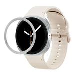 ひし形テクスチャーベゼルと無地ステッチシリコンウォッチバンド、Samsung Galaxy Watch8 44mm用、Samsung Galaxy Watch8 40mm用