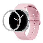 ひし形テクスチャーベゼルと無地ステッチシリコンウォッチバンド、Samsung Galaxy Watch8 44mm用、Samsung Galaxy Watch8 40mm用