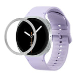 ひし形テクスチャーベゼルと無地ステッチシリコンウォッチバンド、Samsung Galaxy Watch8 44mm用、Samsung Galaxy Watch8 40mm用