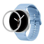 ひし形テクスチャーベゼルと無地ステッチシリコンウォッチバンド、Samsung Galaxy Watch8 44mm用、Samsung Galaxy Watch8 40mm用