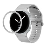 ひし形テクスチャーベゼルと無地ステッチシリコンウォッチバンド、Samsung Galaxy Watch8 44mm用、Samsung Galaxy Watch8 40mm用
