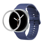 ひし形テクスチャーベゼルと無地ステッチシリコンウォッチバンド、Samsung Galaxy Watch8 44mm用、Samsung Galaxy Watch8 40mm用