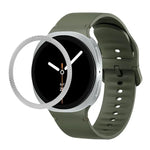 ひし形テクスチャーベゼルと無地ステッチシリコンウォッチバンド、Samsung Galaxy Watch8 44mm用、Samsung Galaxy Watch8 40mm用