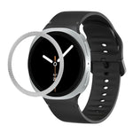 ひし形テクスチャーベゼルと無地ステッチシリコンウォッチバンド、Samsung Galaxy Watch8 44mm用、Samsung Galaxy Watch8 40mm用