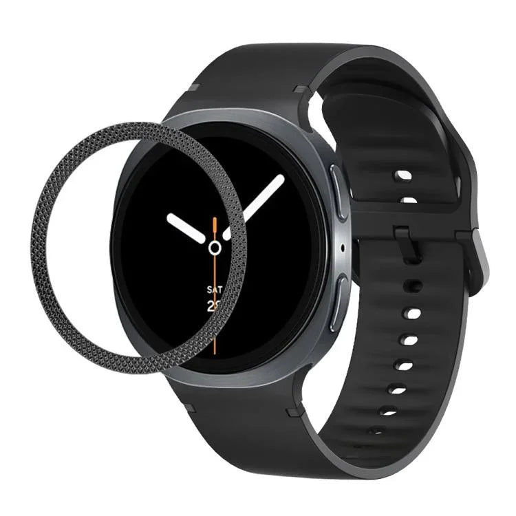 ひし形テクスチャーベゼルと無地ステッチシリコンウォッチバンド、Samsung Galaxy Watch8 44mm用、Samsung Galaxy Watch8 40mm用