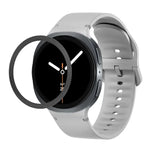 ひし形テクスチャーベゼルと無地ステッチシリコンウォッチバンド、Samsung Galaxy Watch8 44mm用、Samsung Galaxy Watch8 40mm用